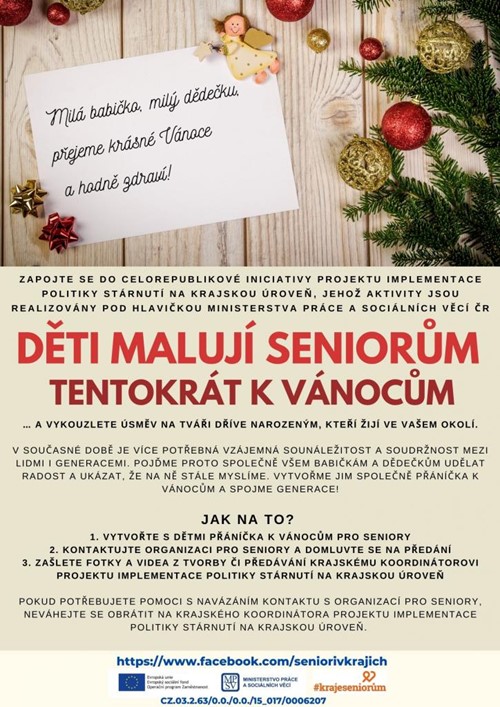 Děti malují seniorům tentokrát k Vánocům