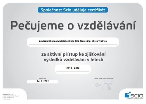 Získali jsme ocenění Pečujeme o vzdělávání - SCIO