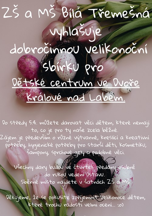 Velikonoční sbírka pro Dětské centrum ve Dvoře Králové nad Labem